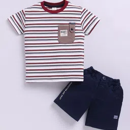 KIDZELLO Boys Striped Pure Cotton T-Shirt With Shorts-picture-4