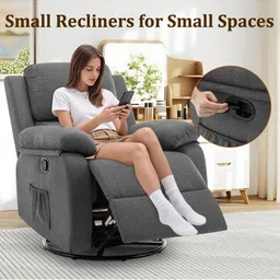 FRIENDS LIFE Dark Grey 1 Seater Manual 360 Swivel Recliner image 4