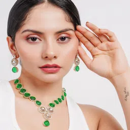 Divisha 18KT Gold Plated CZ Stone Studded Jewellery Set image 5