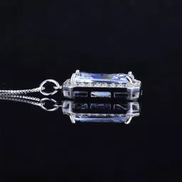 Designs & You Silver-Plated Cubic Zirconia Studded Square Shaped Pendants with Chain image 3