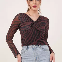 clobug Animal Print Twisted Net Top-picture-17