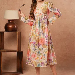 FASHOR Floral Printed A-Line Midi Dress image 5