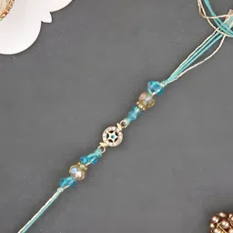 Myntra Elegant Homes Stones Studded & Beaded Evil Eye Rakhi Roli Chawal & Greetings Card-picture-11