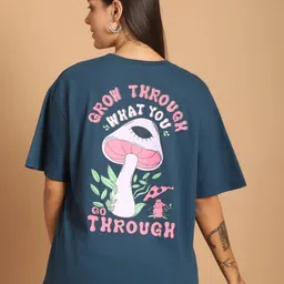 Metronaut Women Typography 2 Printed Drop-Shoulder Sleeves T-shirt image 4