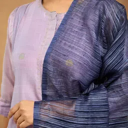 Fabindia Striped Woven Design Pure Silk Dupatta image 2