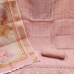 SAINOOR Embroidered Pure Cotton Semi-Stitched Dress Material image 4