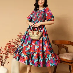 Jash Creation Women Printed Fit & Flare Midi Dress-image-46