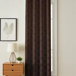 GEET CREATIONS Coffee Brown Floral Room Darkening Long Door Curtain-image-13