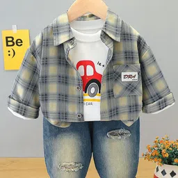 StyleCast x Revolte Boys Checked T-shirt and Shirt with Trousers-picture-29
