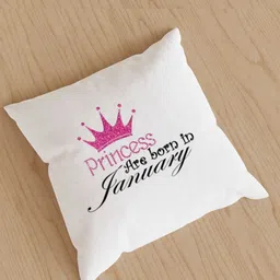 Loops n knots White & Black Princess Are Born In January Printed Pre-Filled Cushion image 2