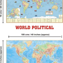 npn (SET OF 6)CONSTITUTION OF INDIA & HISTORY OF INDIA CHARTS AND INDIA AND WORLD POLITICAL AND PHYSICAL ENGLISH WALL MAPS Paper Print image 3