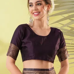 KALINI Magenta Silk Blend Woven Design Sarees image 4