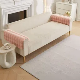 HOMETHREADS Pink & Pink Solid Sofa Cover-picture-16