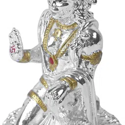 devanix Decorative Silver Plated Resin Hanuman Ji Showpiece for Home Décor Big Size Decorative Showpiece-17.8 cm image 4