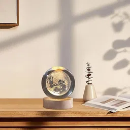 greenstone 3D Moon Crystal Ball Night Light- Ball Projection Lamp Moon Model Night Lamp image 2