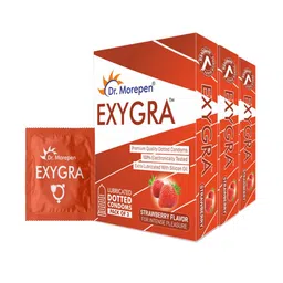 Dr. Morepen Set of 10 Exygra Strawberry Flavoured Condoms image 2