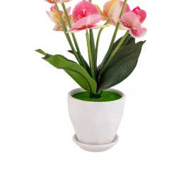 Aarvi Decor Silk Fabric Orchid Radiance Arrangement Pot With Flower image 3