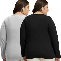 elite soul Pack of 2 Women Typography Round Neck Cotton Blend Multicolor T-Shirt image 2