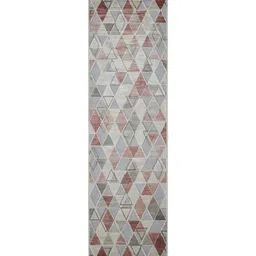 obsessions Cream and Red Geometric 2x7 Feet Machine Made Runner image 2
