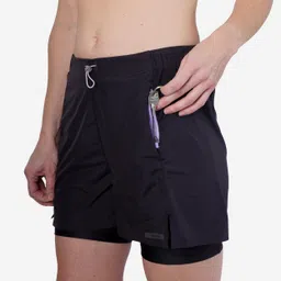 Women's Running Breathable 2-in-1 Shorts - KIPRUN Run 500 Dry Black-picture-39