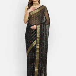 Aardiva Ethnic Motifs Zari Pure Chiffon Saree-picture-12