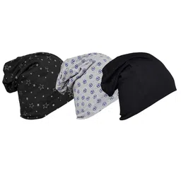 mack jonney VIMAL JONNEY Unisex Black & Grey Set Of 3 Printed Beanie-picture-20