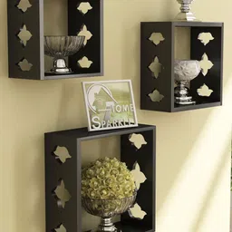 Home Sparkle Black Set Of 3 Wall Mounted Shelves-image-55