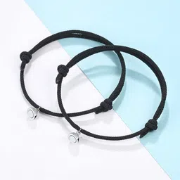Yellow Chimes Unisex Set Of 2 Black Wraparound Couple Magnetic Adjustable Bracelets-picture-58