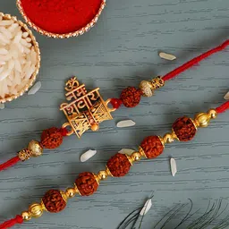 eCraftIndia Pack of 2 Religious Rudraksh Rakhi & Roli Chawal-picture-14