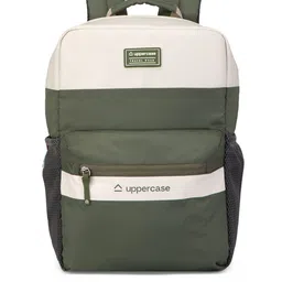 uppercase Unisex Green & Off White Colourblocked Sustainable Laptop Backpack-picture-45