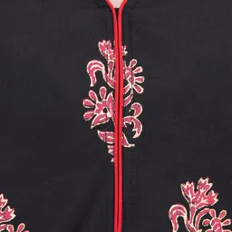 EZIS FASHION Women Black & Red Floral Printed Floral Pure Cotton Kurta image 2