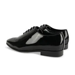 MONKSTORY Men Glossy Classic Textured Patent Leather Formal Oxfords image 2