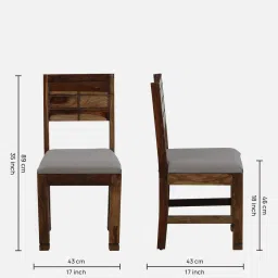 woodsworth from pepperfry Segur Sheesham Wood 6 Seater Dining Set in Scratch Resistant Provincial Teak Finish with Grey Cushion image 2