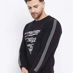 Duke Men Black Geometric Printed Wool Pullover image 4