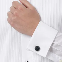 Tossido Men Black & Steel Printed Cufflink image 5