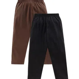 KiddoPanti Boys Pack of 2 Solid Brown & Black Pyjama Pants-picture-33