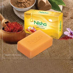 Nisha Set Of 12 Saffron and Sandal Bathing Soaps - 100gm Each image 4