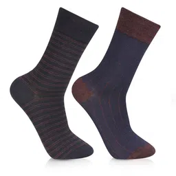 Bonjour Men Pack Of 2 Assorted Striped Calf Length Socks-image-27