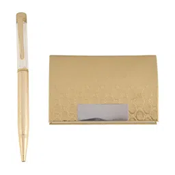 INTERNATIONAL GIFT 2-Pcs Gold-Plated Pen & Visiting Card Holder Home Gift Sets-image-77