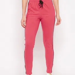 Bitterlime Women Pink Solid Cotton Relaxed-Fit Track Pants-image-9
