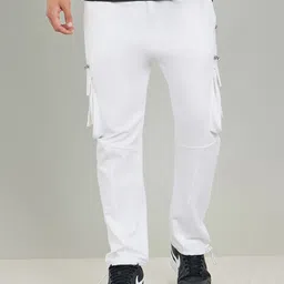 Styli White Men Pure Cotton Cargo Trousers-image-21