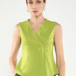 RAREISM Solid Cotton Wrap Sleeveless Shirt Style Top-picture-37