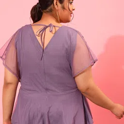 CURVY STREET Plus Size Embellished Extended Sleeves Peplum Top image 2