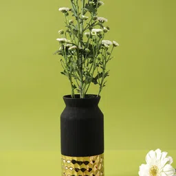 TAYHAA Black & Gold Toned Colourblocked Ceramic Flower Vase-picture-24