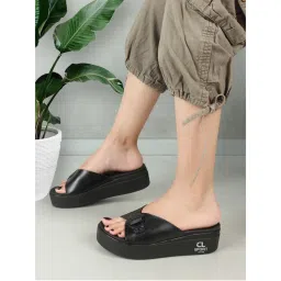 Carlton London Womens Black Color Slip-On Buckle Comfortable Sandals-image-93