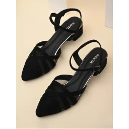 ROCIA By Regal Black Womens Close Toe Suede N Mesh Ankle Strap Sandal Heels-image-47