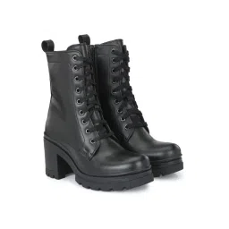 Delize Black Solid Women's Derby Boots image 2