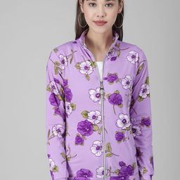 TANDUL Floral Faux Fur Lightweight Tailored Jacket-picture-0
