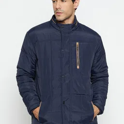 Cantabil Men Navy Blue Lightweight Longline Padded Jacket-image-92