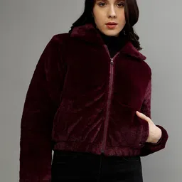ELLE Self Design Mock Collar Crop Tailored Jacket-picture-14